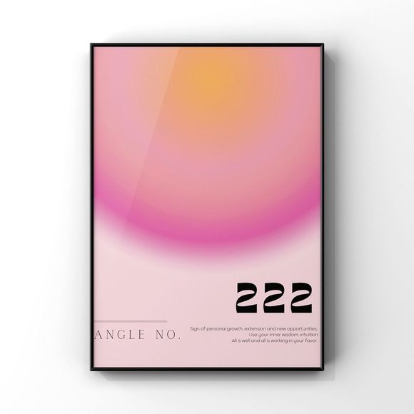 Angel Number 222 Pink Orange Aura Gradient Spiritual Wall art Prints - Picture 1 of 3